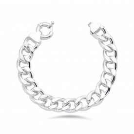 Bold Round Clasp Cuban Link Sterling Silver Bracelet Modern