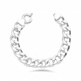 Bold Round Clasp Cuban Link Sterling Silver Bracelet Modern