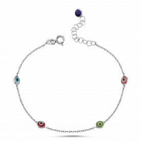 Colorful Evil Eye Sterling Silver Bracelet Protective Stylish