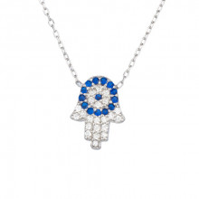 Hamsa Necklace Evil Eye Design Handmade Sterling Silver Jewelry