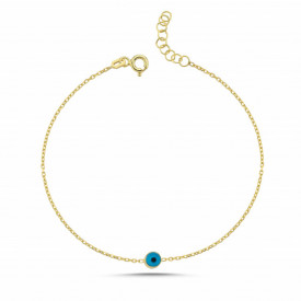 Minimalist Evil Eye Charm Bracelet - Sterling Silver