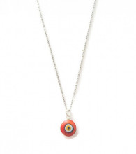 Red Nazar Boncugu evil eye necklace featuring a vibrant glass bead on a sterling silver chain.
