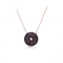 Round Evil Eye Necklace Handmade 925 Sterling Silver Jewelry