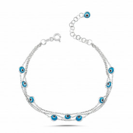 Silver Evil Eye Charm Bracelet Beads Wholesale Turkish Jewelry