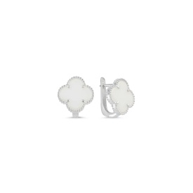 White Clover Leverback Earrings Crafted from 925 Sterling Silver – Elegant Wholesale Jewelry