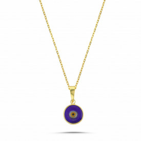 925 Sterling Silver Evil Eye Pendant Necklace Blue Glass Charm