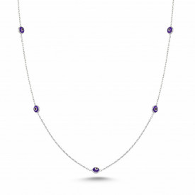 Dark Blue Evil Eye Beaded Turkish Silver Necklace