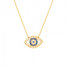 Evil Eye Necklace Blue Clear Stones Handmade Sterling Silver