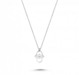 Hamsa Evil Eye Necklace Sterling Silver Rose Gold Plated Pendant