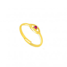 Rose gold evil eye ring with pink gemstone, crafted in 925 sterling silver, elegant design.