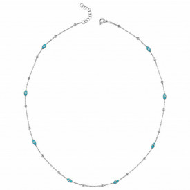 Sterling Silver Evil Eye Station Necklace - Minimalist Design