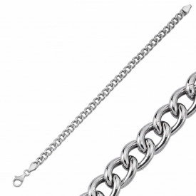 Sterling Silver Turkish Link Chain Bracelet with Lobster Clasp