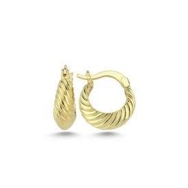 Textured Spiral Hoop Earrings in Gold-Plated 925 Sterling Silver