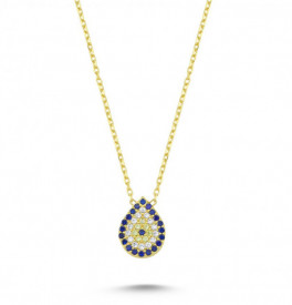 Drop Style Blue Evil Eye Necklace in Turkish Design