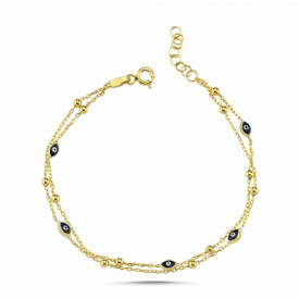 Gold Plated Evil Eye Bracelet 925 Sterling Silver Turkish Design