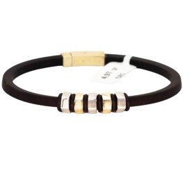 Multi-Tone Spacer Bead Brown Leather Men’s Bracelet – Wholesale 925 Sterling Silver Manufacturer