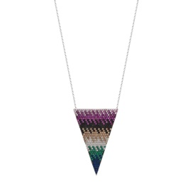 Multicolor CZ Triangle Necklace - Sterling Silver
