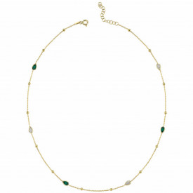 Teardrop Gemstone Station Necklace - Gold-Plated Sterling Silver