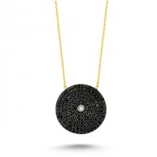 Black Evil Eye Necklace White Stone Sterling Silver Jewelry