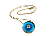 Blue Glass Evil Eye Necklace Handmade Sterling Silver Jewelry