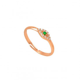 Elegant Rose Gold Evil Eye Ring Green Gemstone Sterling Silver