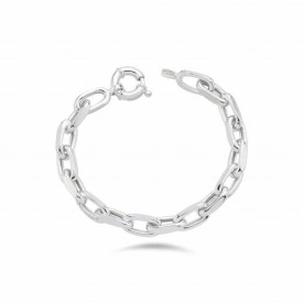 Elegant Round Clasp Paperclip Silver Bracelet Modern Minimalism