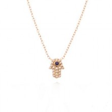 Hamsa Hand Necklace with Evil Eye Charm Handmade Silver Jewelry