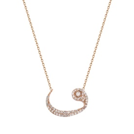 Silver Curved Necklace with Cubic Zirconia Elegant Minimalism