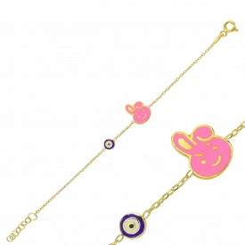 Sterling Silver Bunny and Evil Eye Kids Bracelet