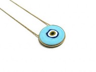 Baby Blue Ceramic Evil Eye Necklace 925 Sterling Silver Jewelry