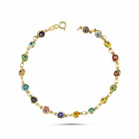 Gold-Plated Sterling Silver Multicolor Evil Eye Bracelet
