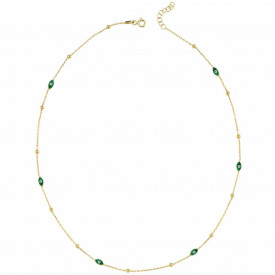 Gold-Plated Sterling Silver Necklace with Green Evil Eye Charms