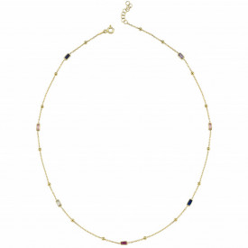 Minimalist Multi-Colored Gemstone Necklace Gold-Plated Silver