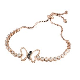 Rose Gold Plated Adjustable Bracelet with Butterfly Charm