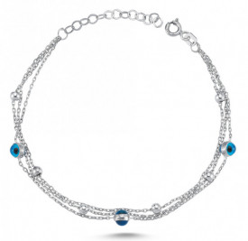 Sterling Silver Evil Eye Anklet Design Wholesale Turkish Jewelry