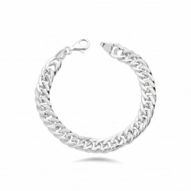Thick Lobster Clasp Curb Sterling Silver Bracelet Bold Stylish