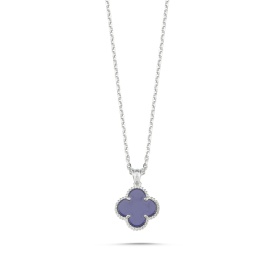 Wholesale 925 Sterling Silver Purple Lapis Clover Necklace – Elegant Stone Pendant