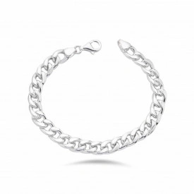 Classic Lobster Clasp Curb Silver Bracelet Elegant Durable
