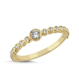 Gold Bezel Set CZ Eternity-Inspired Ring in 925 Sterling Silver