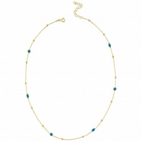 Gold-Plated Sterling Silver Necklace Mixed Blue Evil Eye Charms