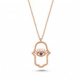 Hamsa Evil Eye Necklace Wholesale Sterling Silver 925 Rose Gold