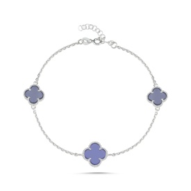 Lavender Tone Clover Detail Bracelet Made of 925 Sterling Silver – Wholesale Women’s Jewelry