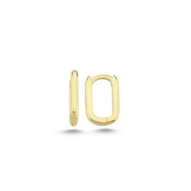 Minimalist Rectangular Huggie Hoop Earrings in Gold Plated 925 Silver