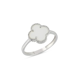 Mother of Pearl Clover Silver Ring 925 – Minimal Women’s Wholesale Jewelry