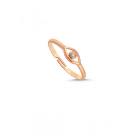Rose Gold Minimalist Evil Eye Ring with CZ Stone