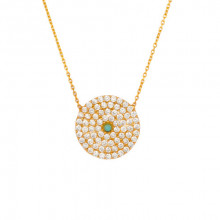 Sparkling CZ Evil Eye Round Necklace Gold-Plated Sterling Silver