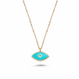 Turquoise Evil Eye Mini Necklace Sterling Silver Pendant