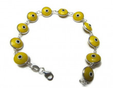 Yellow Evil Eye Bracelet - Handmade 925 Sterling Silver Jewelry