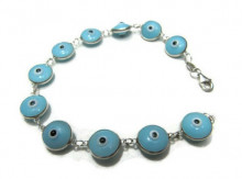 Baby Blue Evil Eye Bracelet Sterling Silver Turkish Charm