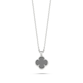Black Clover Charm Necklace Crafted in 925 Sterling Silver – Wholesale Fashion Jewelry for Women